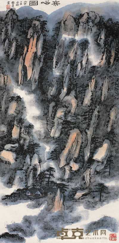 赖少其 丙寅（1986）年作 寒峪图 立轴 123×60.5cm